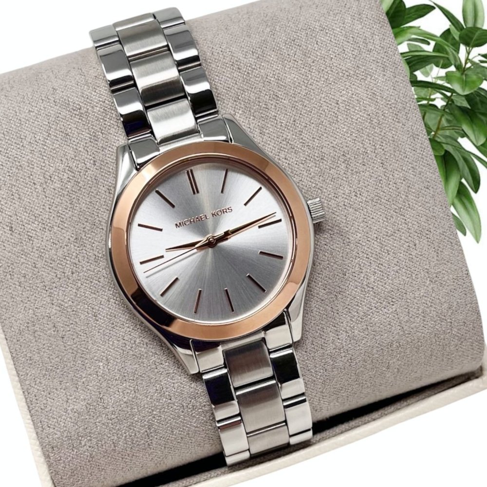 NWT MICHAEL KORS Women's Mini Slim Runway Three-Hand MK3514 Watch